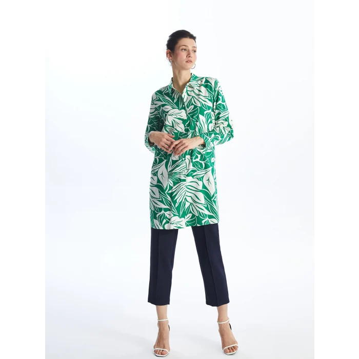 LCWAIKIKI Classic Yeşil Desenli Kadın Gömlek Tunik