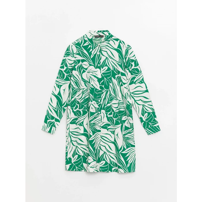 LCWAIKIKI Classic Yeşil Desenli Kadın Gömlek Tunik