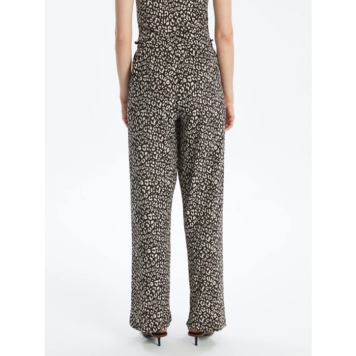 LCW Vision Siyah Beli Lastikli Rahat Kalıp Desenli Kadın Pantolon