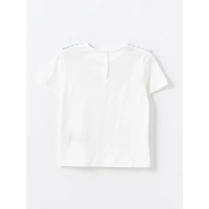 LCW Kids Ekru Bebe Yaka Çizgili Kız Bebek Bluz ve Şort Etek 2li Takım