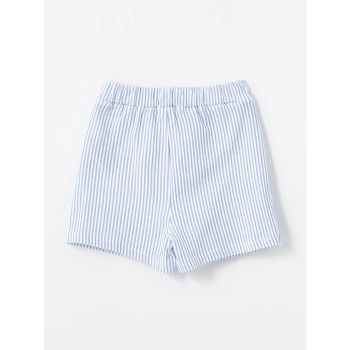 LCW Kids Ekru Bebe Yaka Çizgili Kız Bebek Bluz ve Şort Etek 2li Takım