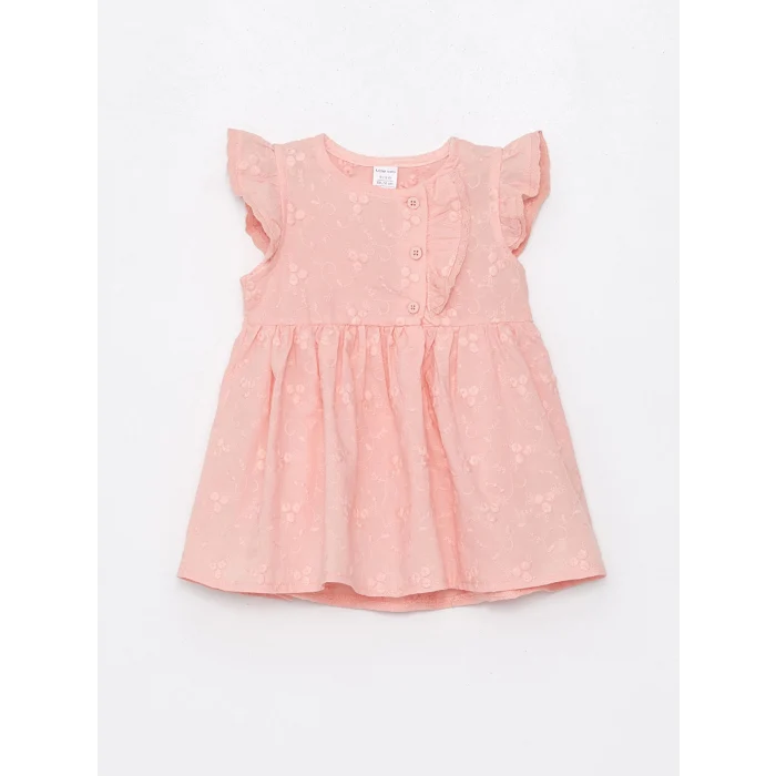 LCW baby Pembe Bisiklet Yaka Kız Bebek Elbise
