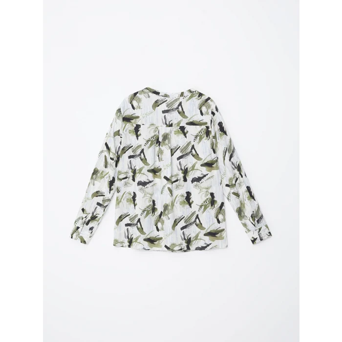 LCW Grace Haki Kaçık Yaka Desenli Kadın Bluz