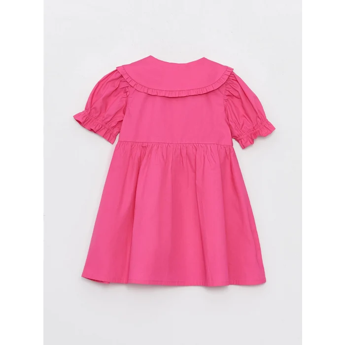 LCW Kids Pembe Bebe Yaka Kısa Kollu Kız Bebek Elbise