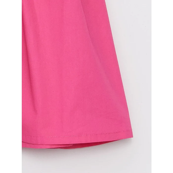 LCW Kids Pembe Bebe Yaka Kısa Kollu Kız Bebek Elbise