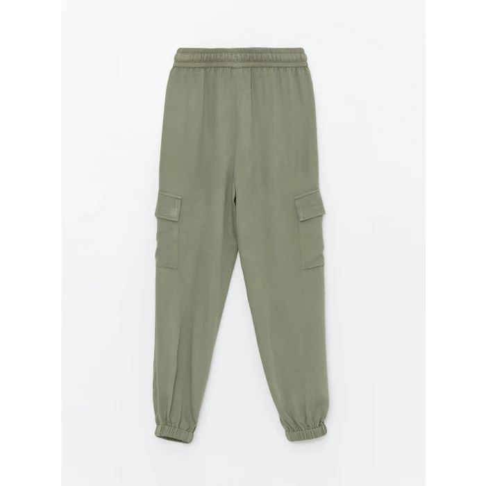 LCW Kids Haki Beli Lastikli Kız Çocuk Kargo Jogger Pantolon