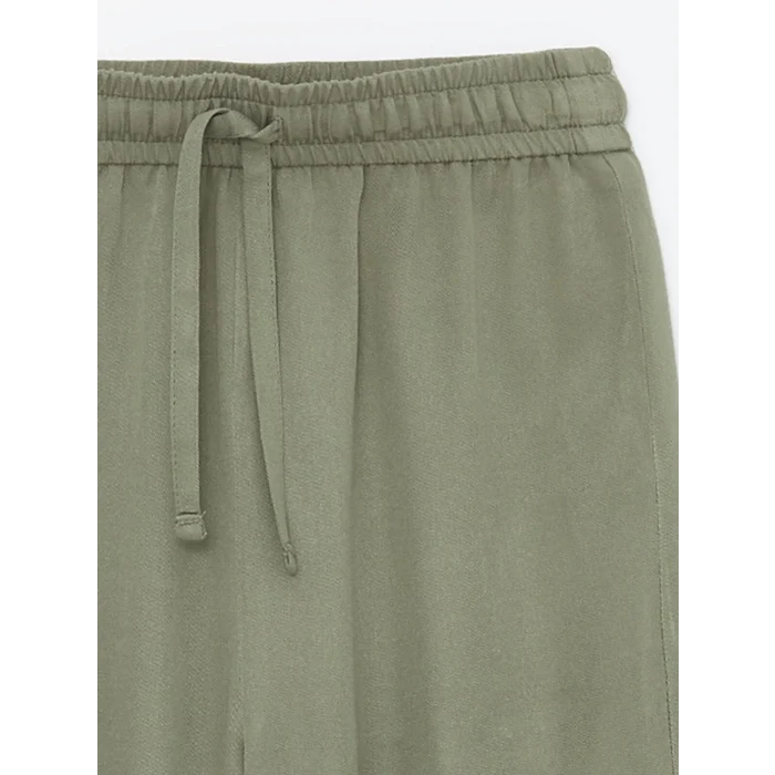 LCW Kids Haki Beli Lastikli Kız Çocuk Kargo Jogger Pantolon