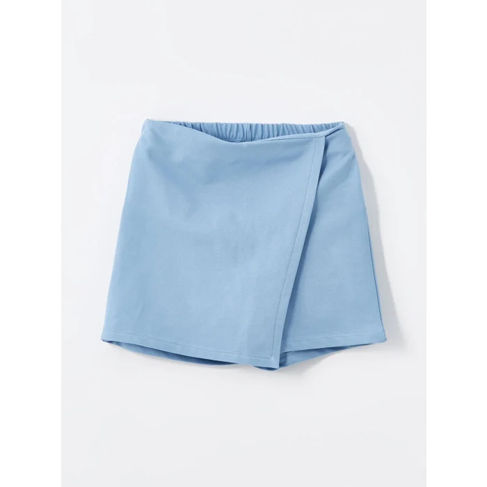 LCW Kids Ekru Bisiklet Yaka Baskılı Kısa Kollu Kız Çocuk Tişört ve Şort Etek