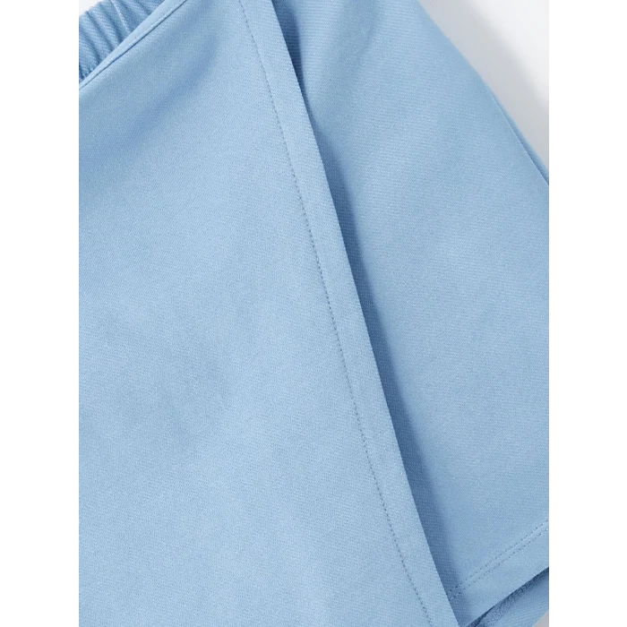 LCW Kids Ekru Bisiklet Yaka Baskılı Kısa Kollu Kız Çocuk Tişört ve Şort Etek