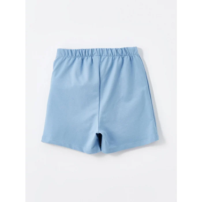 LCW Kids Ekru Bisiklet Yaka Baskılı Kısa Kollu Kız Çocuk Tişört ve Şort Etek