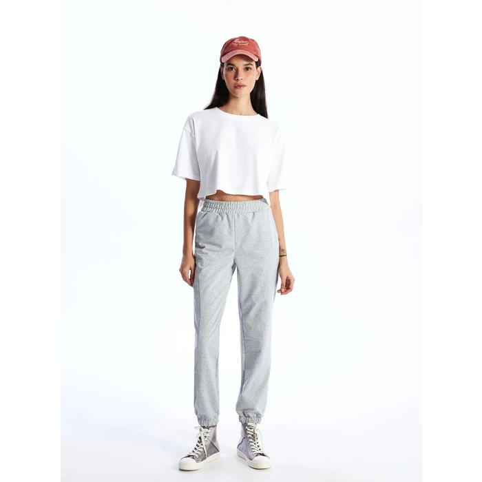 XSIDE Gri Kadın Beli Lastikli Düz Jogger Eşofman Altı