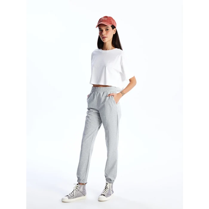 XSIDE Gri Kadın Beli Lastikli Düz Jogger Eşofman Altı
