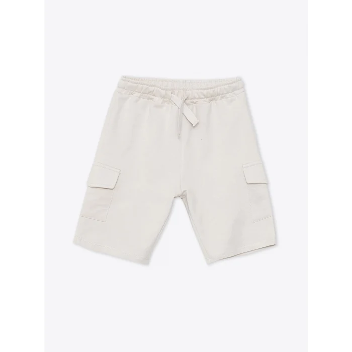 LCW Kids Gri Bisiklet Yaka Baskılı Erkek Bebek Tişört ve Şort 2li Takım