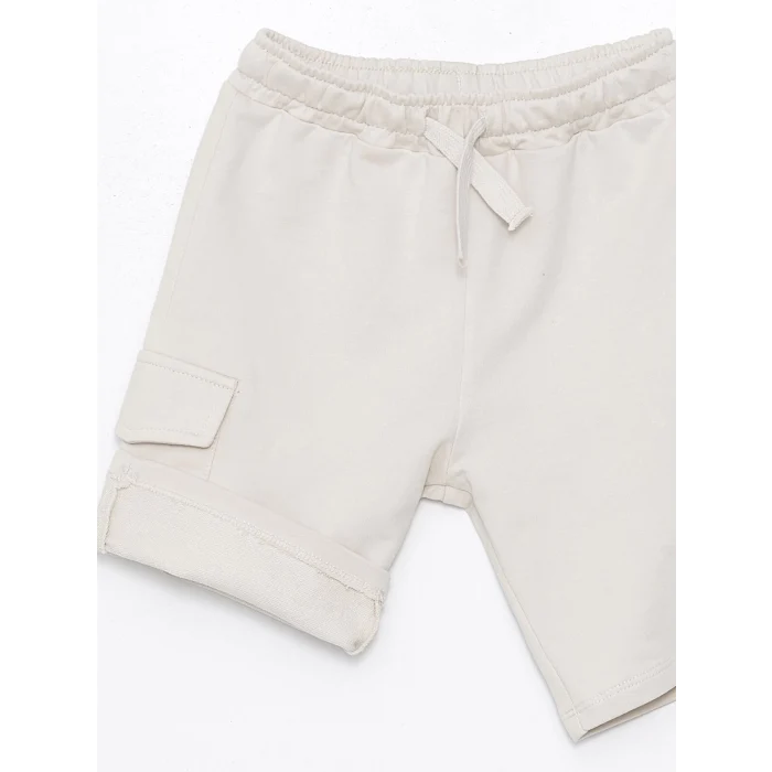 LCW Kids Gri Bisiklet Yaka Baskılı Erkek Bebek Tişört ve Şort 2li Takım