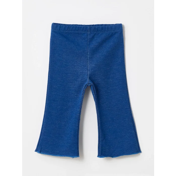 LCW baby Ekru Bisiklet Yaka Uzun Kollu Baskılı Kız Bebek Bluz ve Tayt Pantolon 2li Takım