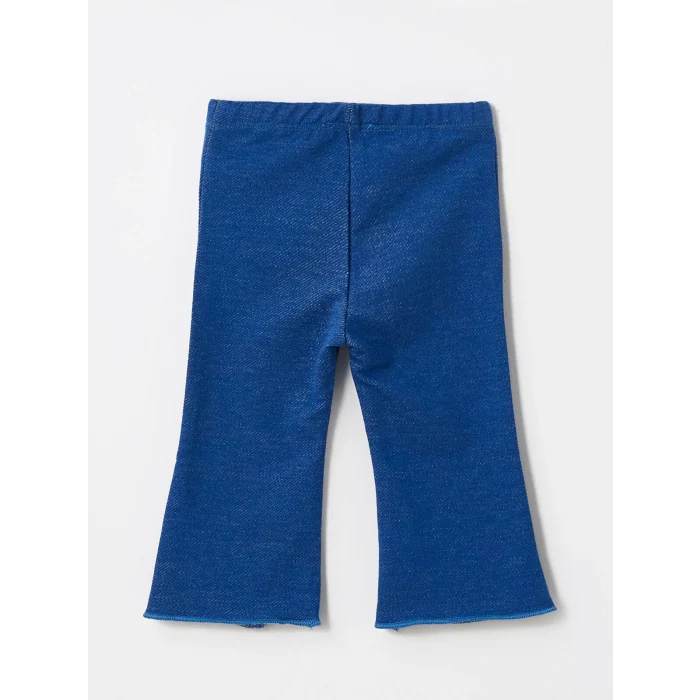 LCW baby Ekru Bisiklet Yaka Uzun Kollu Baskılı Kız Bebek Bluz ve Tayt Pantolon 2li Takım