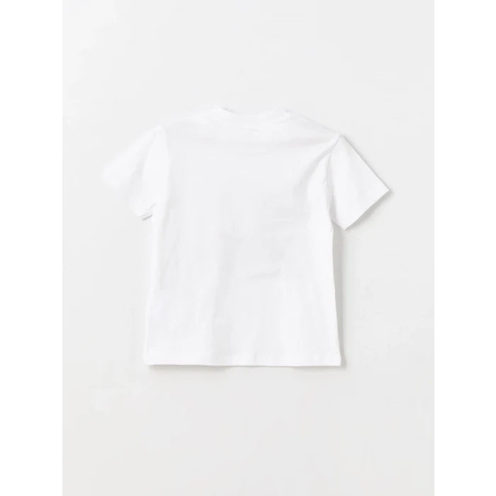 LCW Kids Beyaz Bisiklet Yaka Baskılı Erkek Bebek Tişört ve Şort 2li Takım