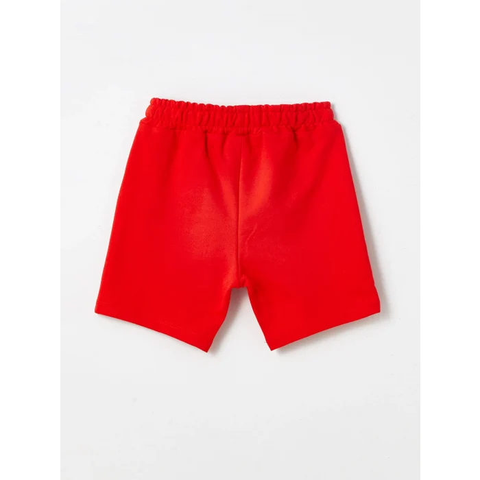 LCW Kids Beyaz Bisiklet Yaka Baskılı Erkek Bebek Tişört ve Şort 2li Takım