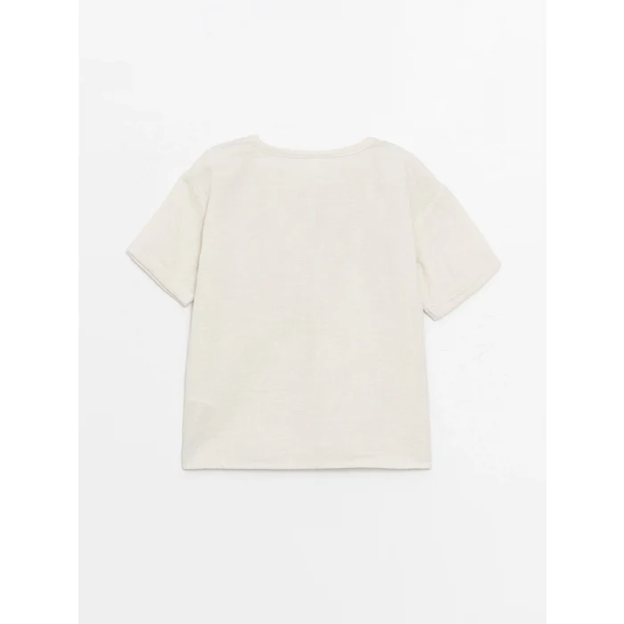 LCW Kids Bej Bisiklet Yaka Kısa Kollu Erkek Bebek Tişört ve Pantolon 2li Takım