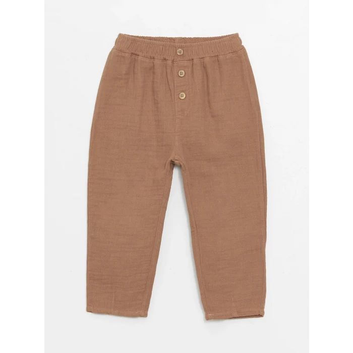 LCW Kids Bej Bisiklet Yaka Kısa Kollu Erkek Bebek Tişört ve Pantolon 2li Takım