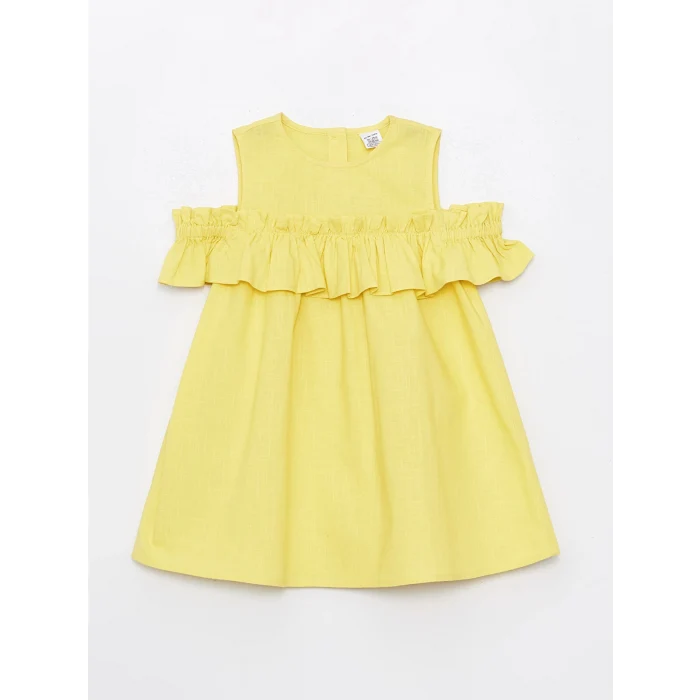 LCW Kids Sari Bisiklet Yaka Kız Bebek Elbise