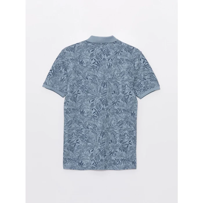 LCWAIKIKI Classic Indigo Polo Yaka Kısa Kollu Desenli Erkek Tişört