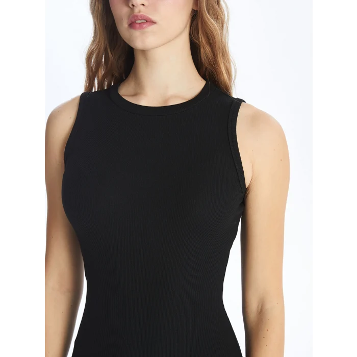 LCW Vision Siyah Bisiklet Yaka Kadın Bodycon Elbise