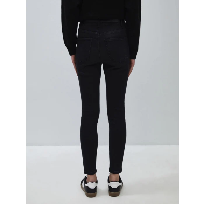 LCW Jeans Siyah Beli Kemerli Jüpiter Süper Skinny Fit Kadın Jean Pantolon