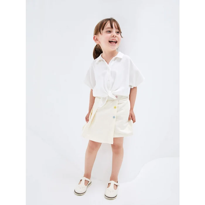 LCW Kids Beyaz Kısa Kollu Basic Kız bebek Gömlek