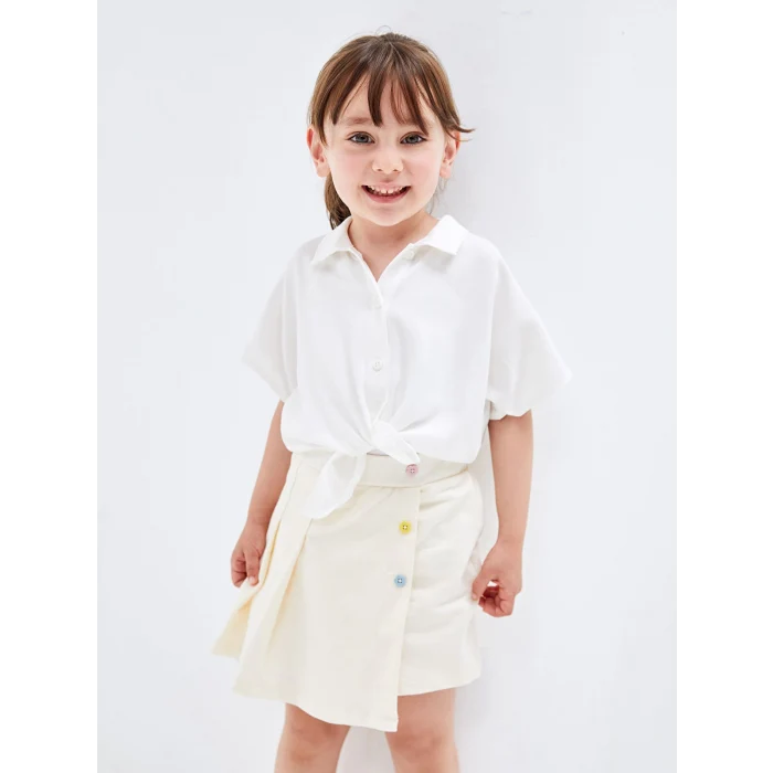 LCW Kids Beyaz Kısa Kollu Basic Kız bebek Gömlek