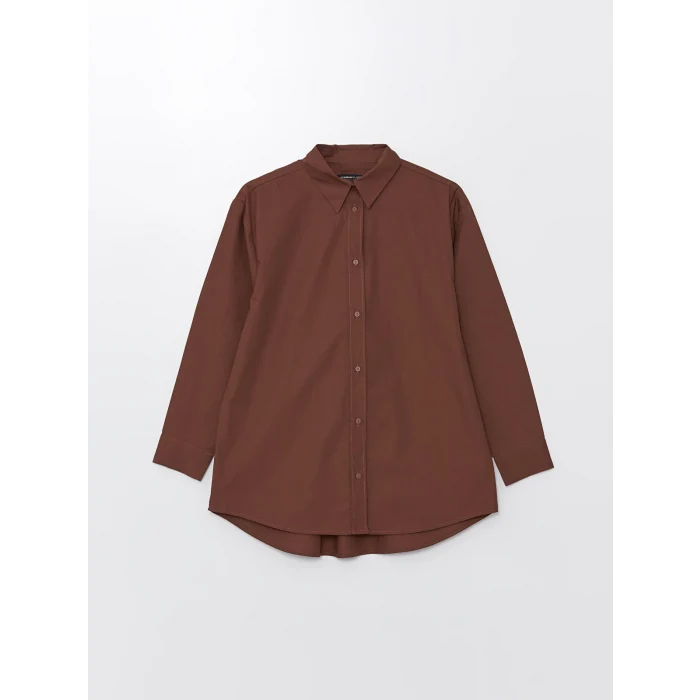 LCWAIKIKI Classic Kahverengi Düz Oversize Kadın Gömlek Tunik
