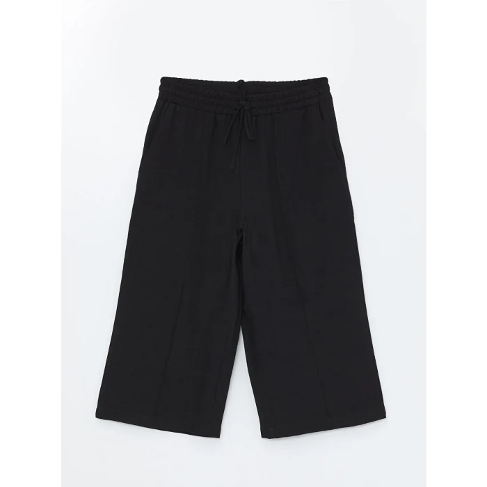 LCWAIKIKI Classic Siyah Beli Lastikli Rahat Kalıp Kadın Kapri