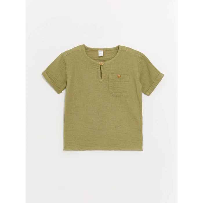 LCW Kids Yeşil Bisiklet Yaka Kısa Kollu Erkek Bebek Tişört ve Pantolon 2li Takım