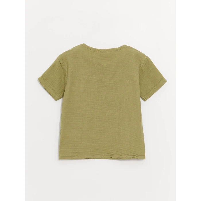 LCW Kids Yeşil Bisiklet Yaka Kısa Kollu Erkek Bebek Tişört ve Pantolon 2li Takım