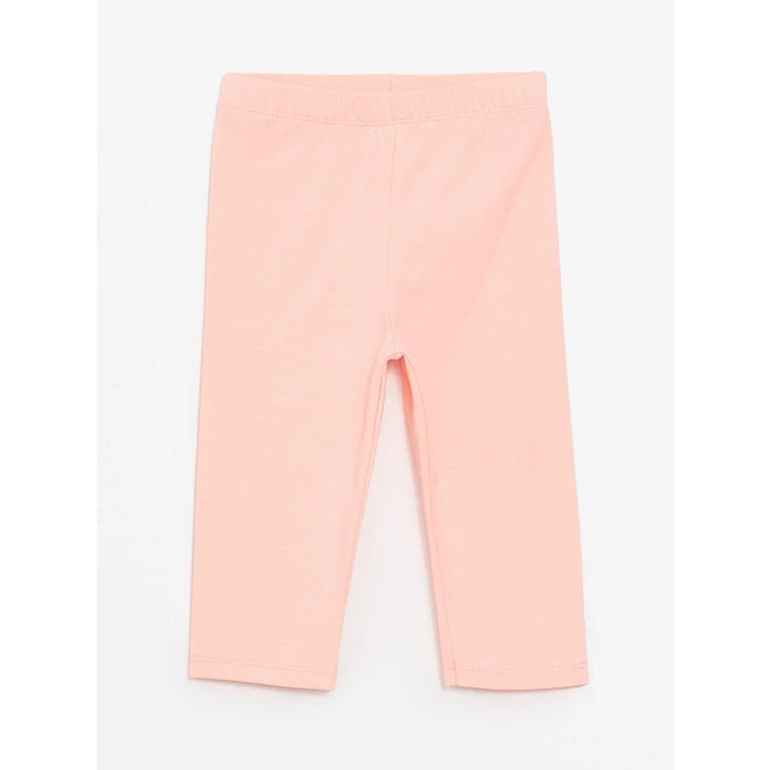 LCW Kids Mavi Bisiklet Yaka Kısa Kollu Baskılı Kız Bebek Tişört ve Tayt 2li Takım