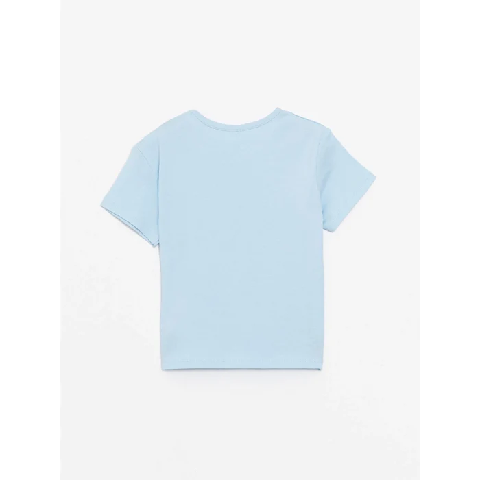 LCW Kids Mavi Bisiklet Yaka Kısa Kollu Baskılı Kız Bebek Tişört ve Tayt 2li Takım