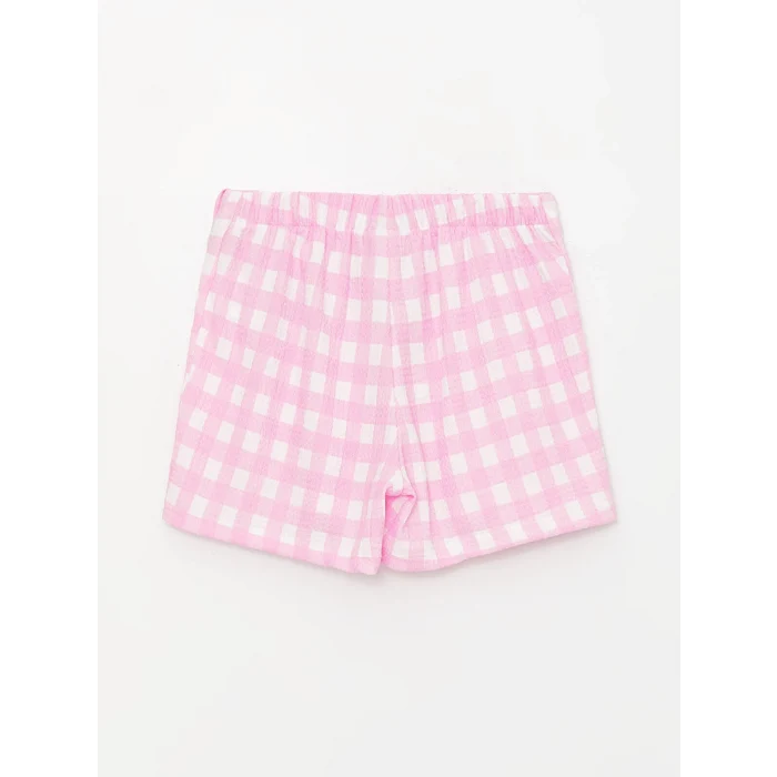 LCW Kids Pembe Beli Lastikli Ekose Kız Çocuk Şort Etek