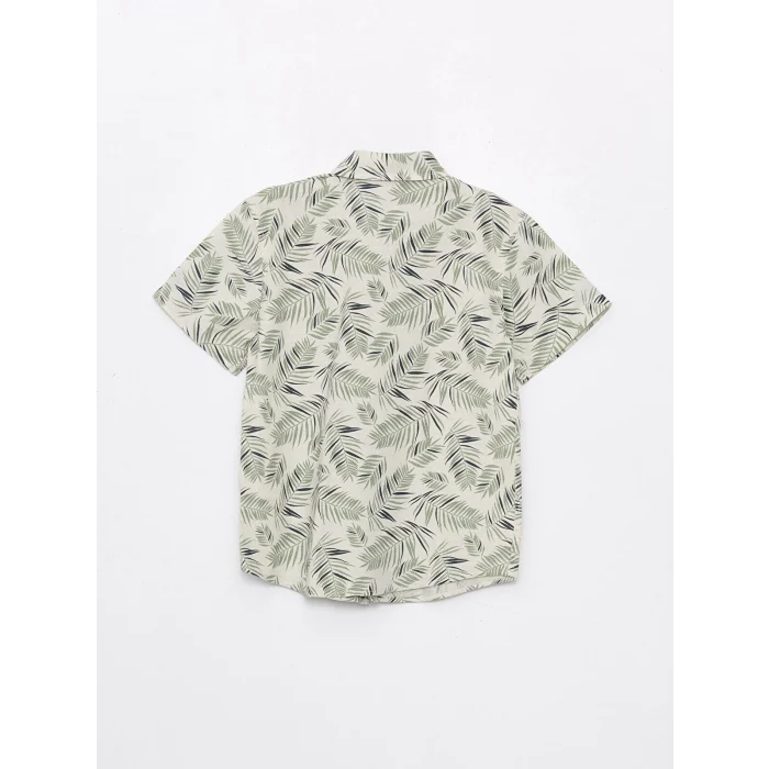 LCW Kids Yeşil Desenli Keten Karışımlı Erkek Çocuk Gömlek