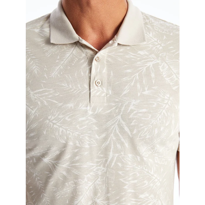 SOUTHBLUE Bej Polo Yaka Kısa Kollu Desenli Erkek Tişört