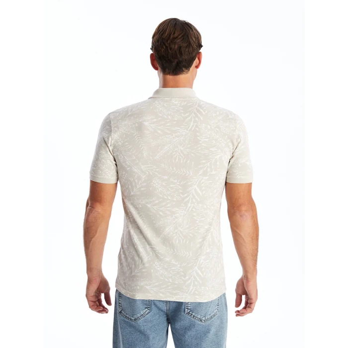 SOUTHBLUE Bej Polo Yaka Kısa Kollu Desenli Erkek Tişört