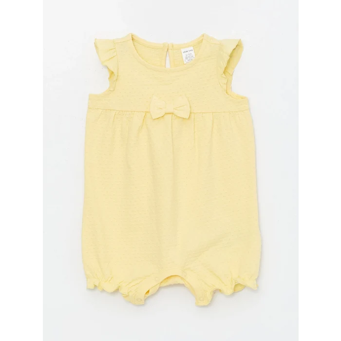 LCW baby Sari Bisiklet Yaka Kısa Kollu Kız Bebek Tulum