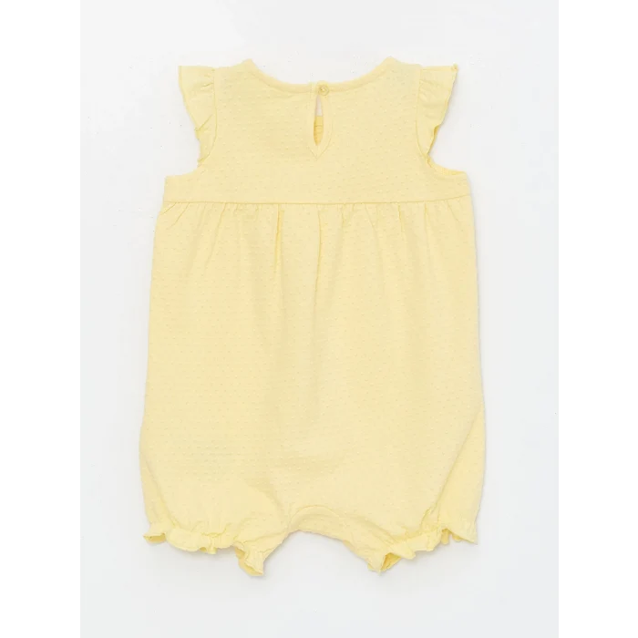 LCW baby Sari Bisiklet Yaka Kısa Kollu Kız Bebek Tulum