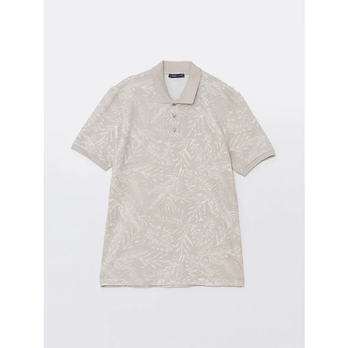 SOUTHBLUE Bej Polo Yaka Kısa Kollu Desenli Erkek Tişört