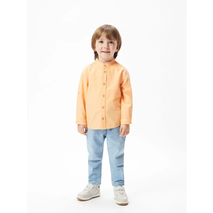 LCW Kids Turuncu Hakim Yaka Uzun Kollu Basic Erkek Bebek Gömlek