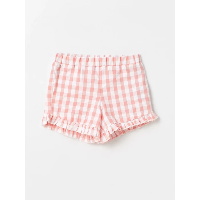 LCW baby Pembe Bisiklet Yaka Kısa Kollu Baskılı Kız Bebek Tişört ve Şort 2li Takım