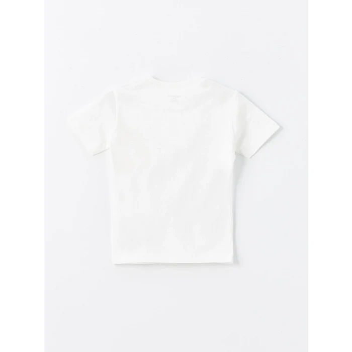 LCW Kids Ekru Bisiklet Yaka Kısa Kollu Baskılı Erkek Bebek Tişört ve Şort 2li Takım