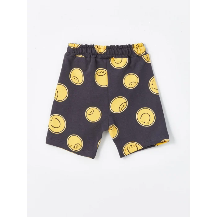 LCW Kids Ekru Bisiklet Yaka Kısa Kollu Baskılı Erkek Bebek Tişört ve Şort 2li Takım