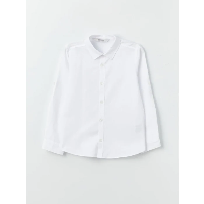 LCW Kids Beyaz Basic Uzun Kollu Erkek Çocuk Gömlek