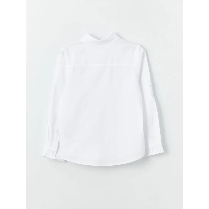LCW Kids Beyaz Basic Uzun Kollu Erkek Çocuk Gömlek