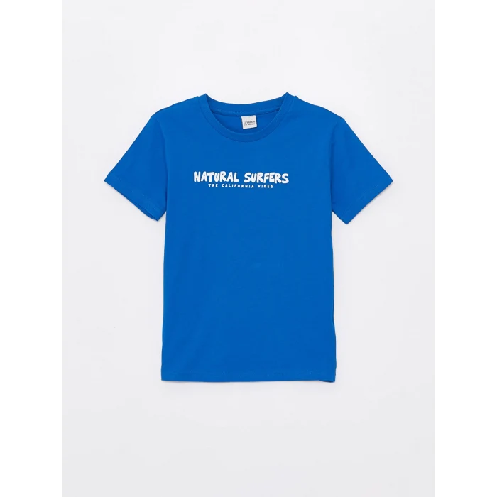 LCW Kids Turuncu Bisiklet Yaka Baskılı Kısa Kollu Erkek Çocuk Tişört 2li